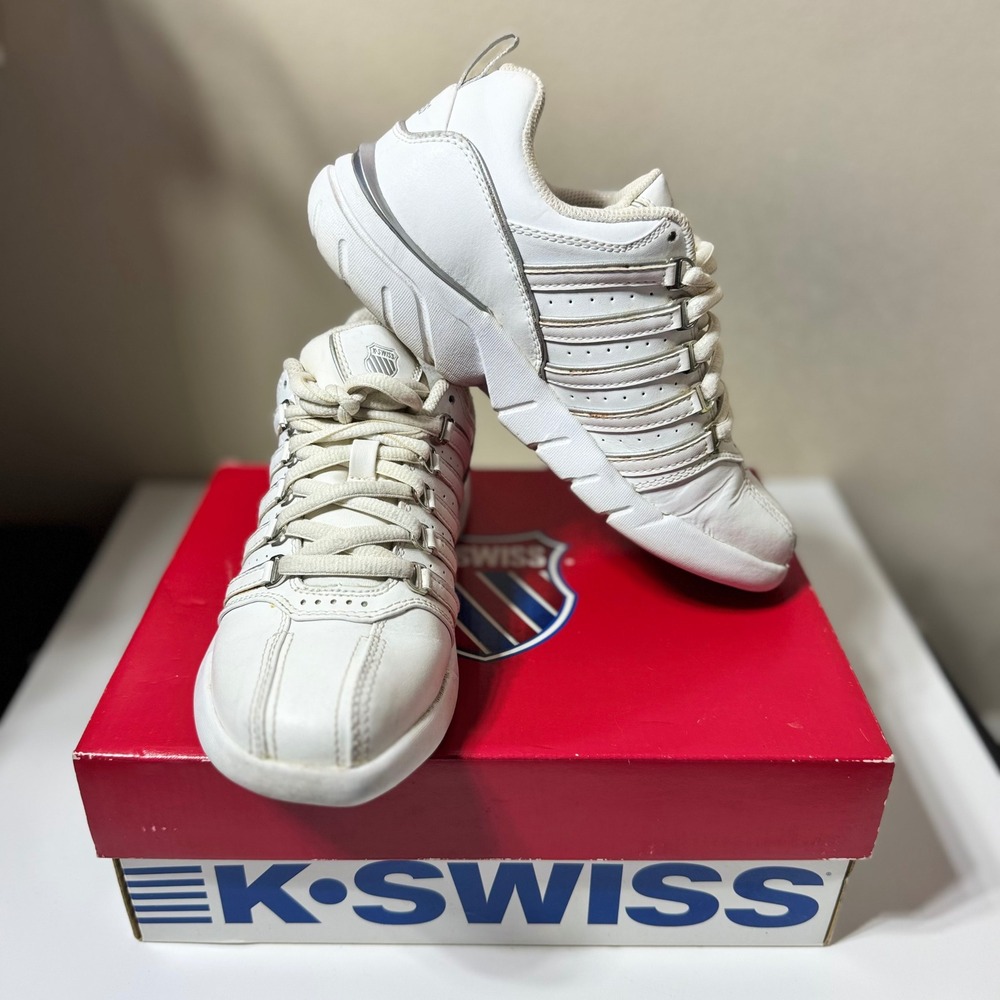 K Swiss Court Le Contestor Varsity Low Sneakers Kids Size 4.5 White Platinum